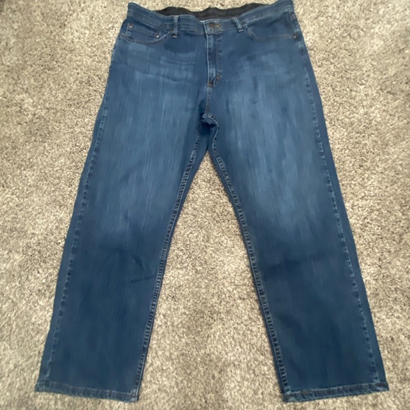 Men Wrangler Blue Jeans 36 x 29 Authentics Relaxed Fit Comfort Flex Carbon Color - Picture 9 of 10